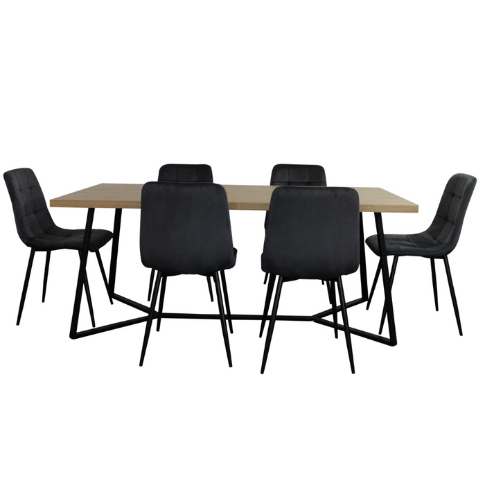 April 7 Pce Dining with Fiore Chair Black faux leather - Wood