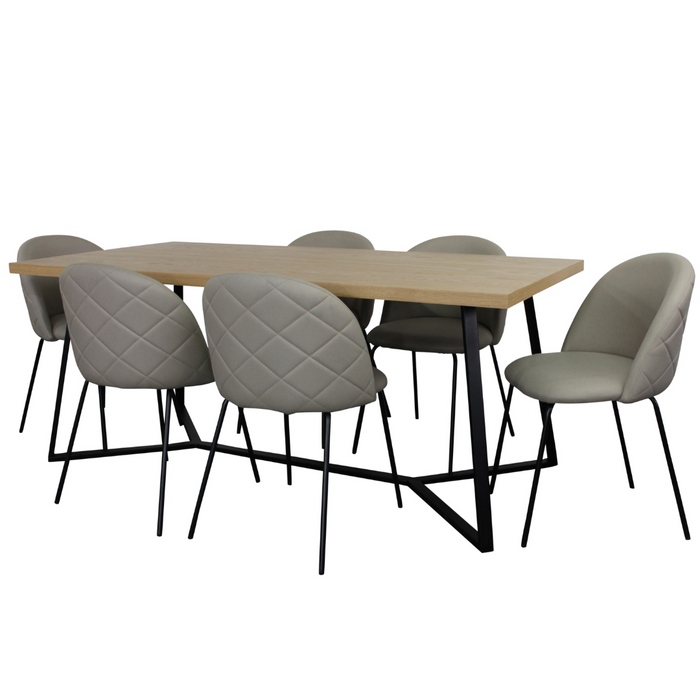 April 7 Pce Dining with Florin Chair Beige Technology fabric