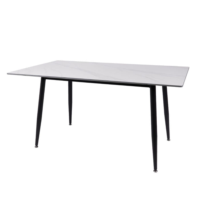 Fiore 7 Pce Dining White Marble with Florin Technology Fabric Chairs