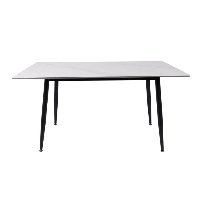 Fiore 7 Pce Dining White Marble with Florin Technology Fabric Chairs