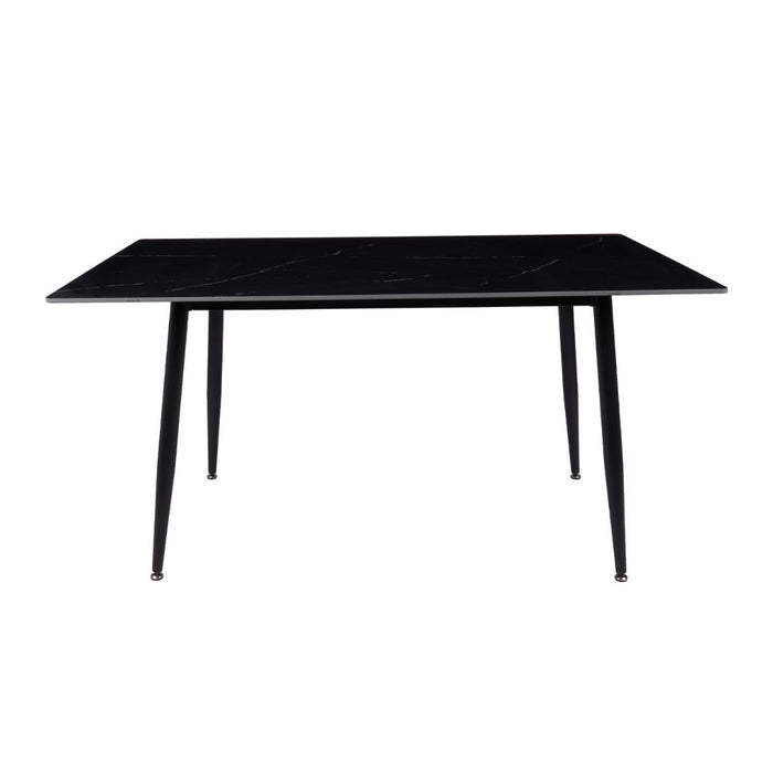 Fiore 7 Pce Dining Black Marble/Grey Velvet Chairs