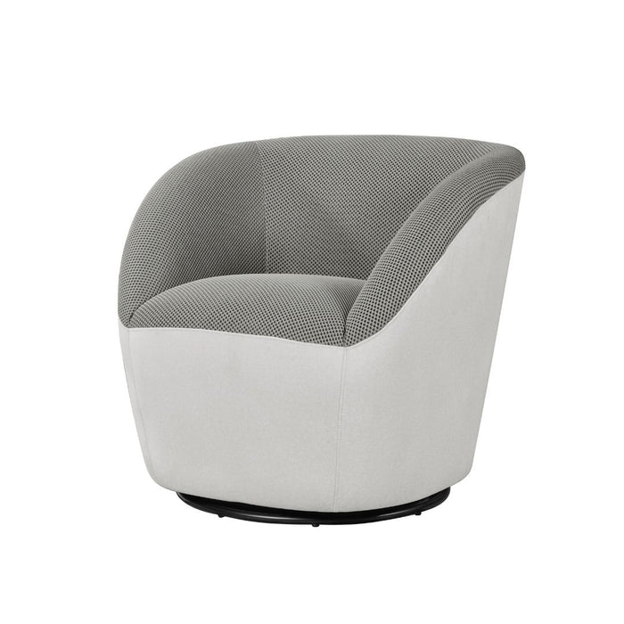 Vortex Swivel Chair Grey textured fabric upholstery with White felt back and base