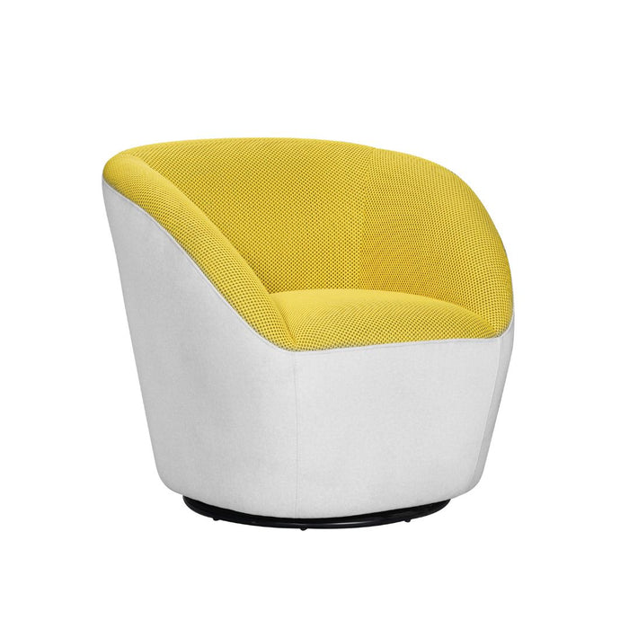 Vortex Swivel Chair Yellow textured fabric upholstery with White felt back and base