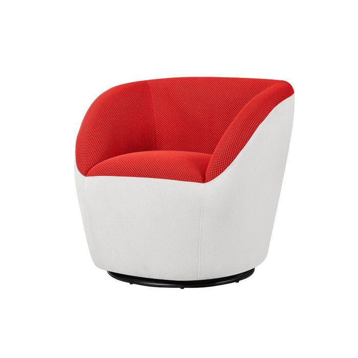 Vortex Swivel Chair Red textured fabric upholstery with White felt back and base