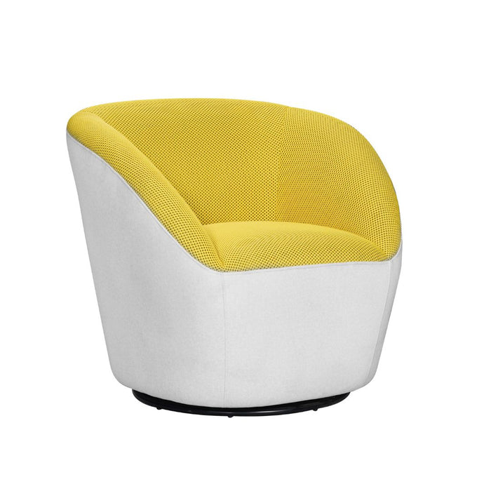 Vortex Swivel Chair Yellow textured fabric upholstery with White felt back and base