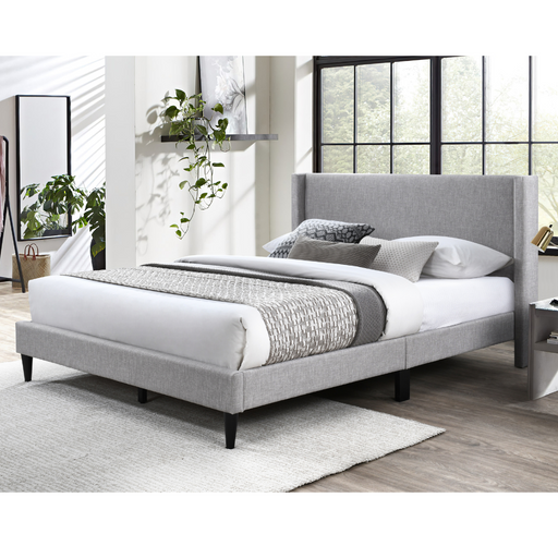Capri Queen Bed Silver fabric