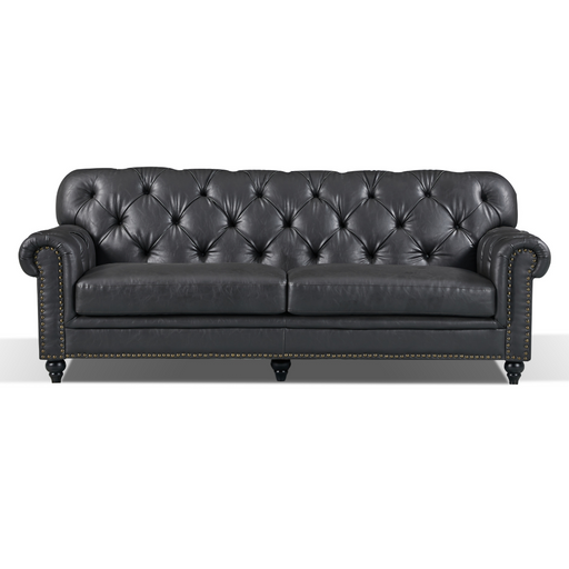 Barclay 3 Seater Black faux leather 229cm