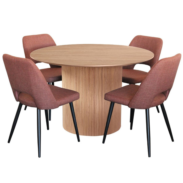 Miami 5 Pce Dining Natural With Zara Chair Russet Fabric