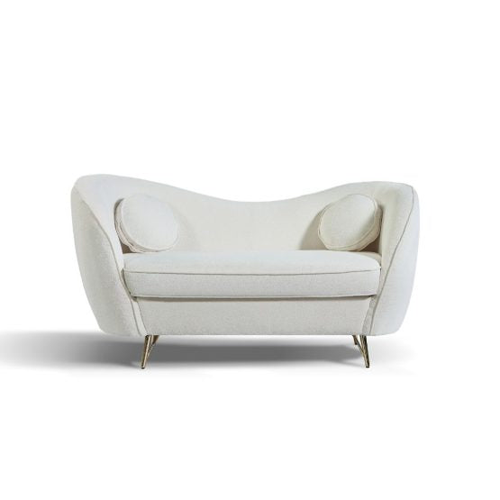 Claudia 2 Seater White Boucle