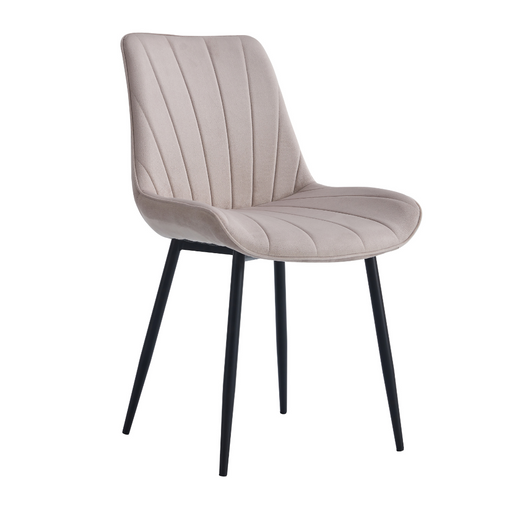 Lora Dining Chair Champagne velvet black legs