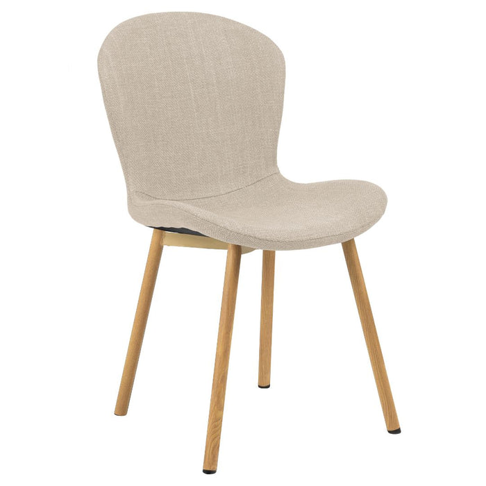 Maya Chair #24 Ivory Fabric/Oak Foil Steel Legs