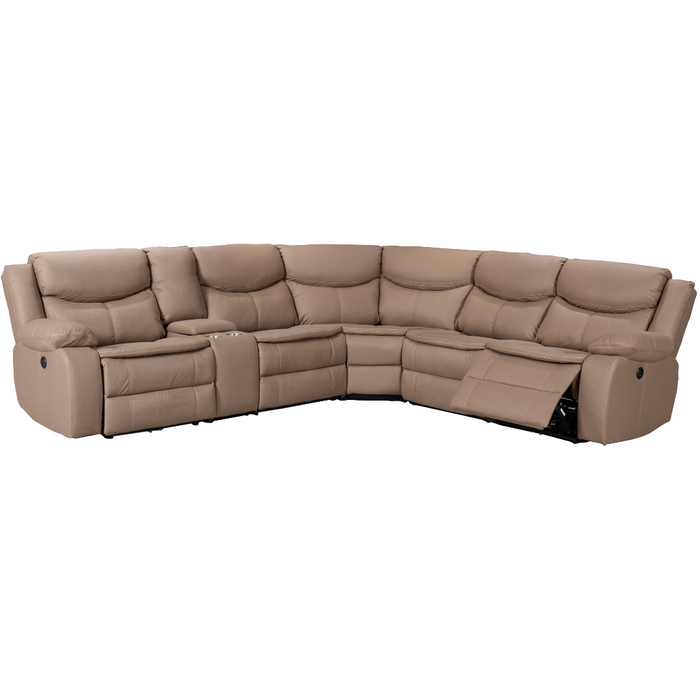 Otto 6 Pc Corner Recliner Suite Power Motion Brown Technology Fabric