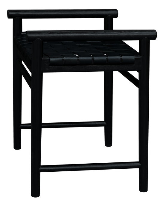 Elliot Single Seater Bench with Genuine Leather (Black)