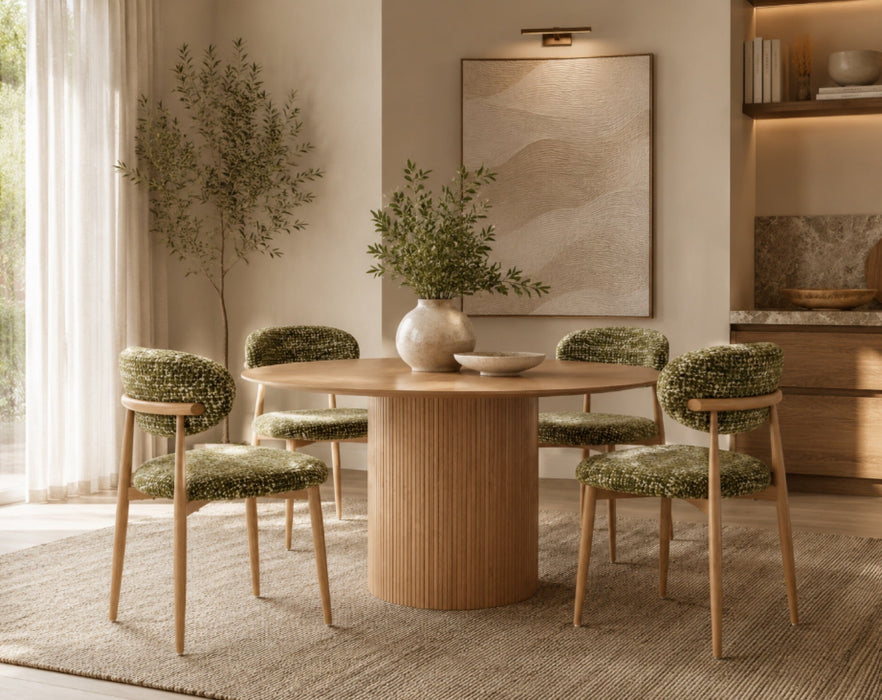 Radley Accent Chair - Green with Oak Legs (Set of 2)