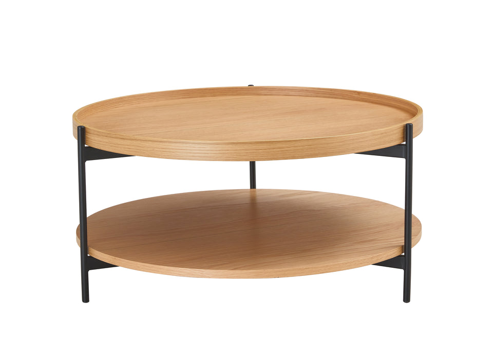 Giorgio Coffee Table With Shelf , Round Oak Veneer