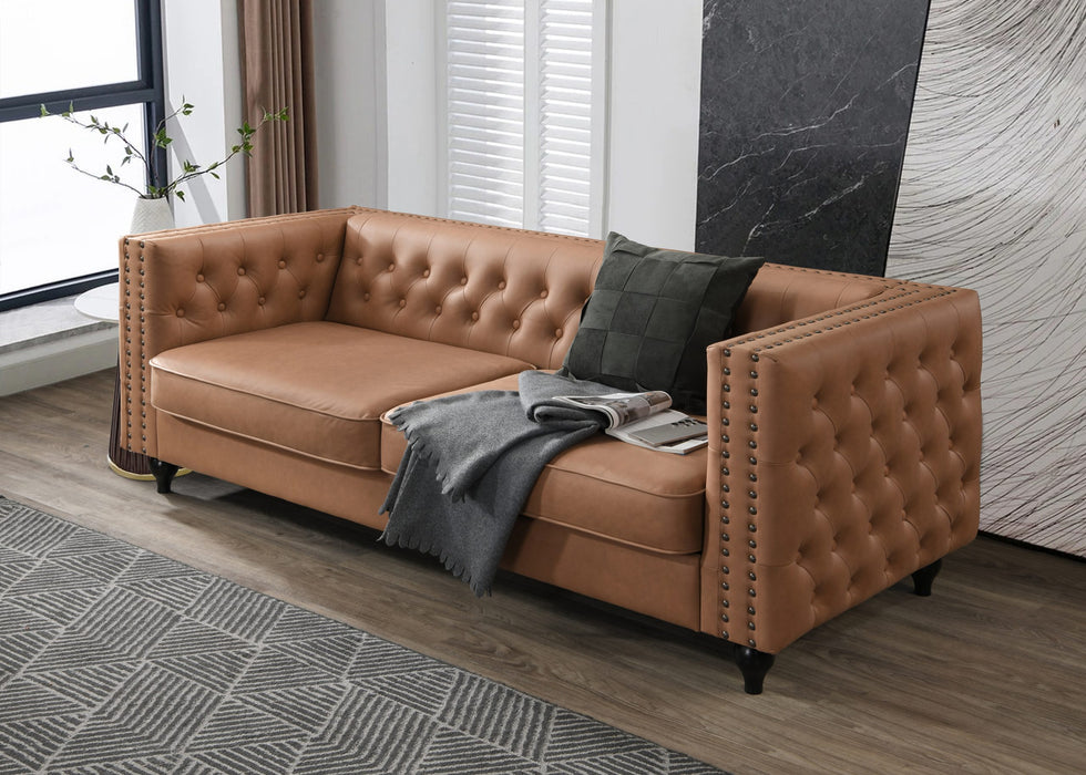 Mayfair 3 Seater Sofa Tan Faux Leather