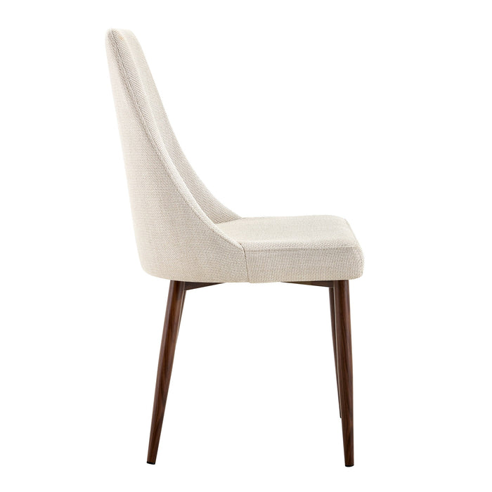 Vance Accent Chair - Ivory with Walnut Legs (Set of 2)