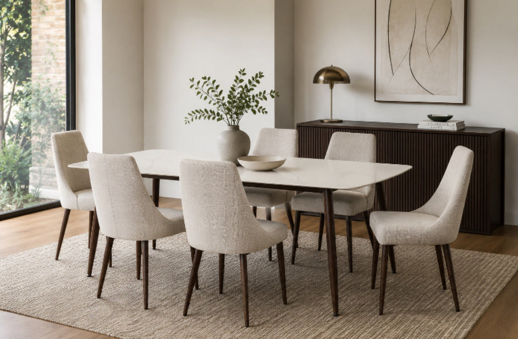 Vance Accent Chair - Ivory with Walnut Legs (Set of 2)