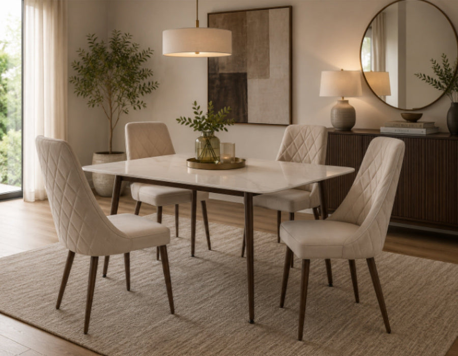 Stratton Accent Chair - Beige with Walnut Legs