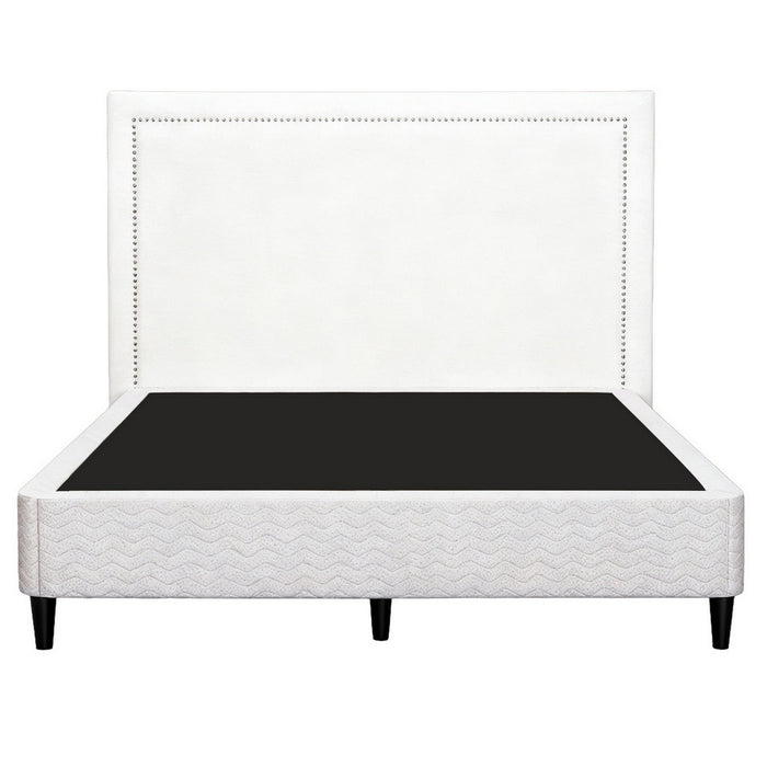 Artiss Queen Bed Frame with Headboard Platform Bed Base Grey Beige Fabric Metal