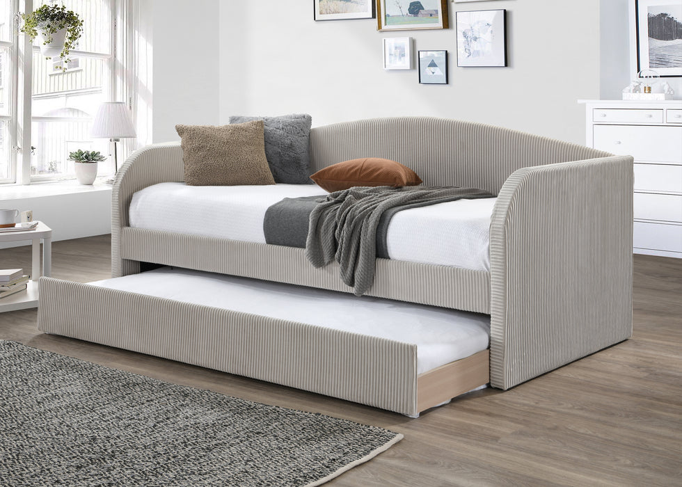 Charlotte Day Bed Beige Pleated Velvet