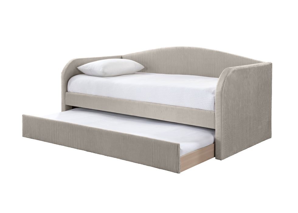 Charlotte Day Bed Beige Pleated Velvet