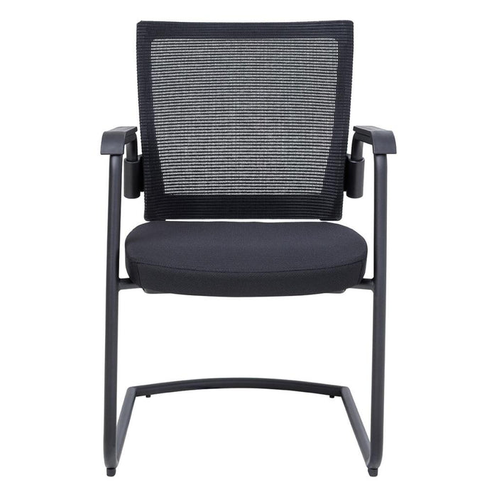 Balance Cantilever Visitor Chair with fixed arms, mesh back, fabric seat, cantilever base