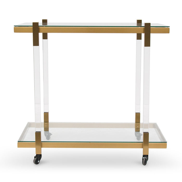 CBR6940-BS Glass Bar Cart - Brushed Gold