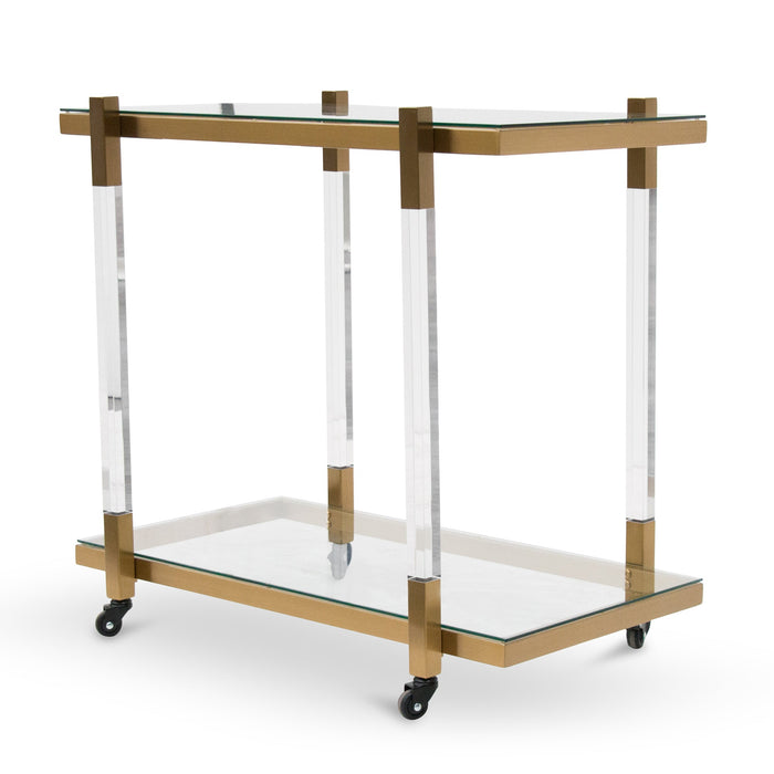 CBR6940-BS Glass Bar Cart - Brushed Gold