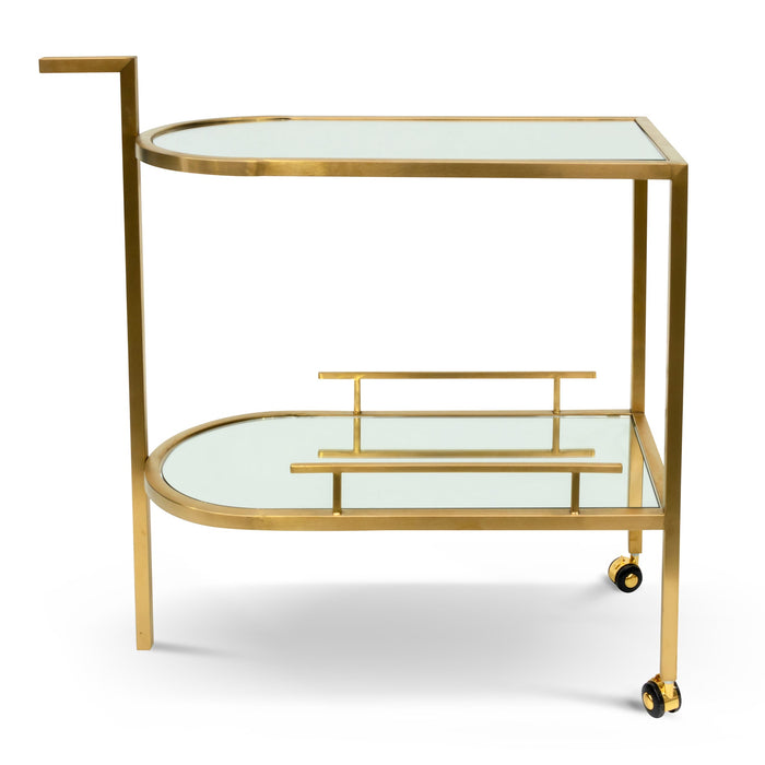 CBR6955-KS Bar Cart - Mirror and Gold Base