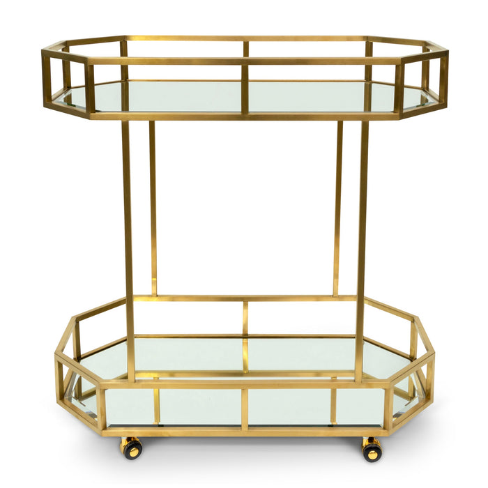 CBR6956-KS Bar Cart - Mirror and Gold Base