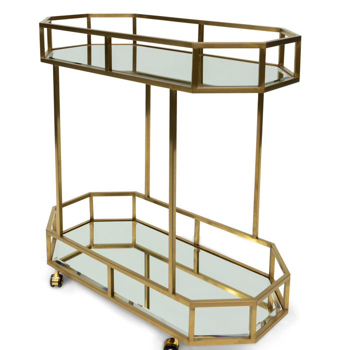 CBR6956-KS Bar Cart - Mirror and Gold Base