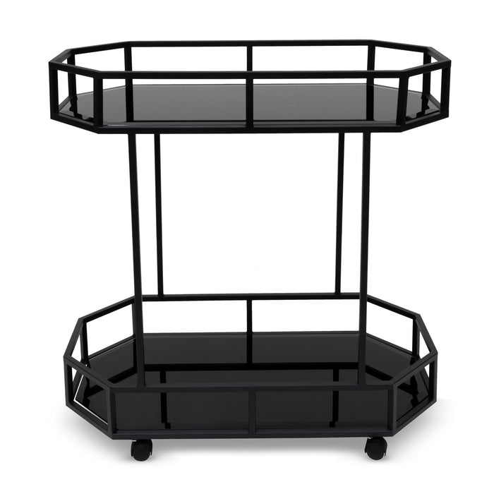 CBR8193-KS Bar Cart - Mirror and Black Base