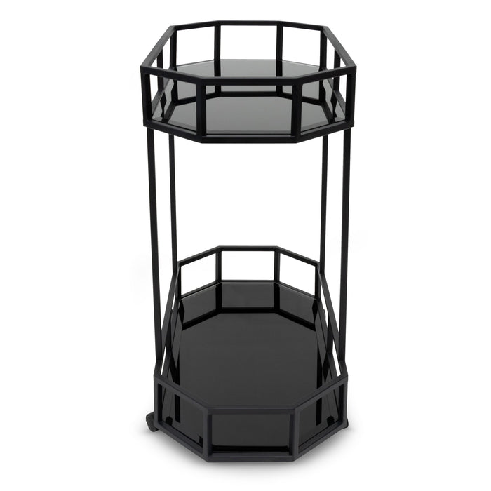 CBR8193-KS Bar Cart - Mirror and Black Base