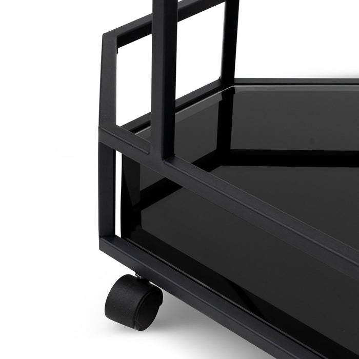 CBR8193-KS Bar Cart - Mirror and Black Base