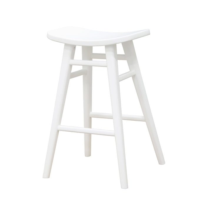 Aria Oval Solid Mahogany Kitchen Counter Stool (White)