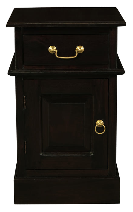 Tasmania 1 Solid Door 1 Drawer Bedside - Left (Chocolate)