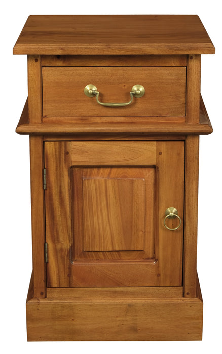 Tasmania 1 Solid Door 1 Drawer Bedside - Left (Light Pecan)