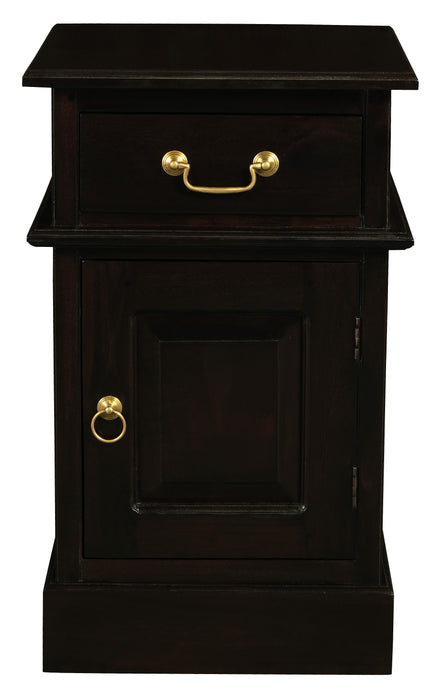 Tasmania 1 Solid Door 1 Drawer Bedside - Right (Chocolate)