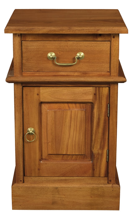 Tasmania 1 Solid Door 1 Drawer Bedside - Right (Light Pecan)