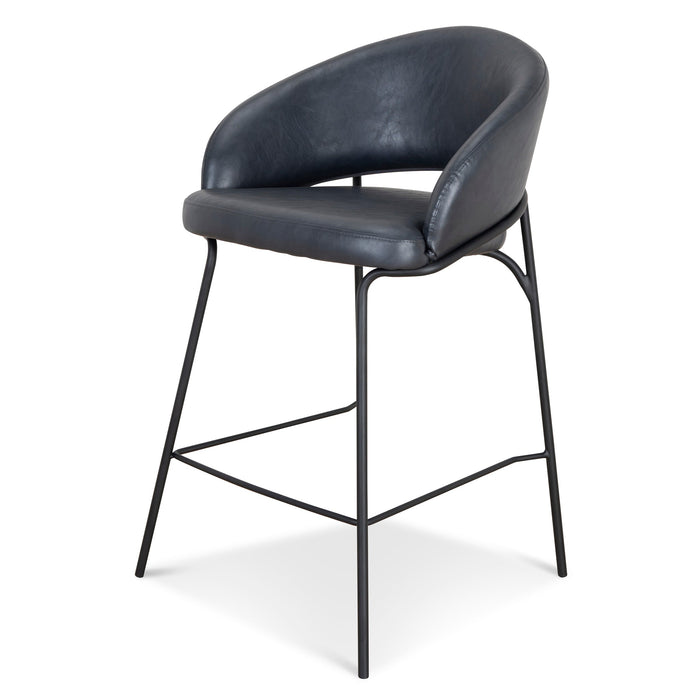 Rabi Fabric Bar Stool - Full Black (Set of 2)