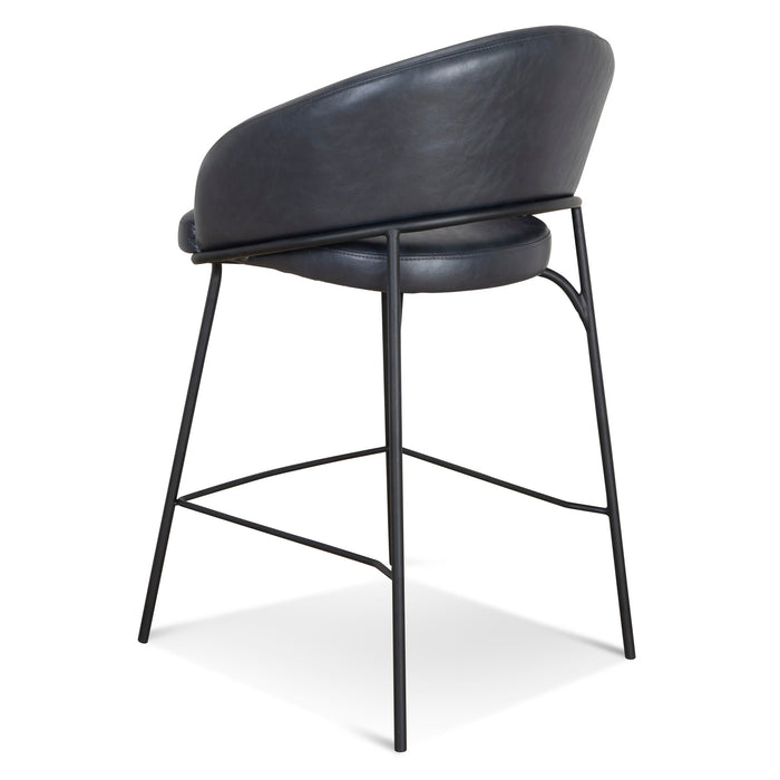 Rabi Fabric Bar Stool - Full Black (Set of 2)