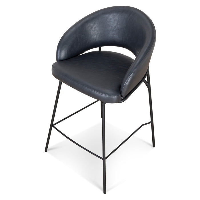 Rabi Fabric Bar Stool - Full Black (Set of 2)