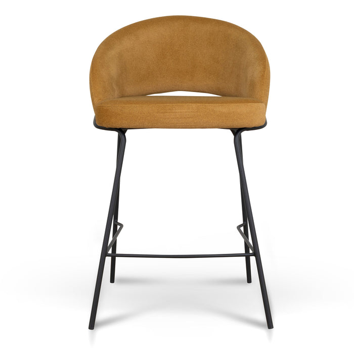 Set of 2 - Rabi Black Bar Stool - Orange Gold Seat