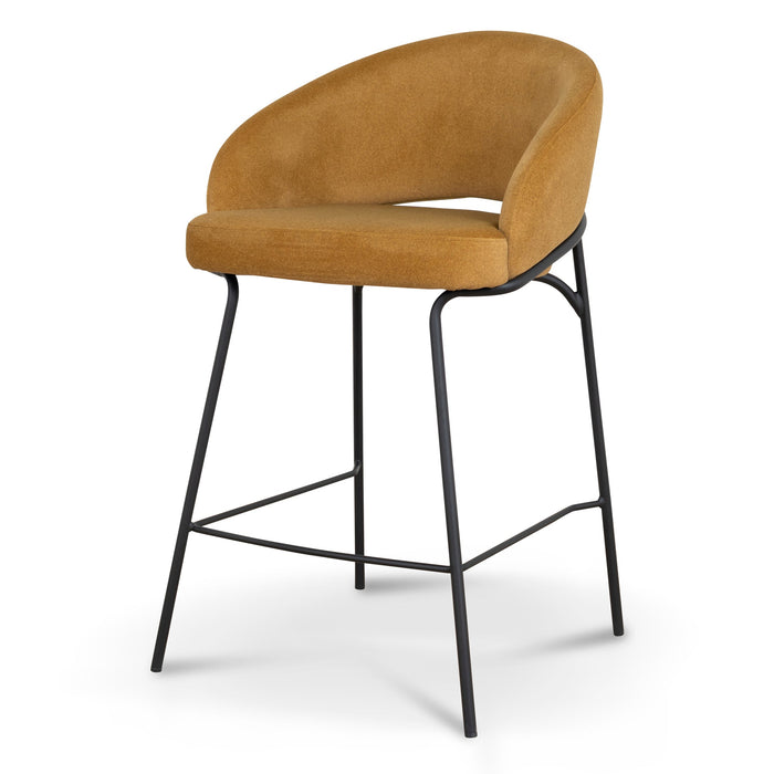 Black Bar Stool - Orange Gold Seat (Set of 2)
