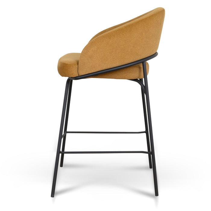 Set of 2 - Rabi Black Bar Stool - Orange Gold Seat