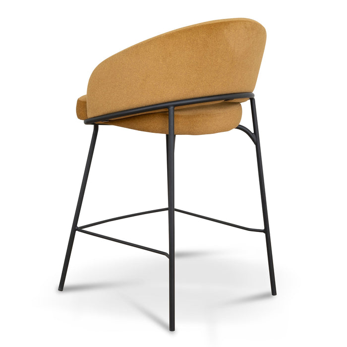 Set of 2 - Rabi Black Bar Stool - Orange Gold Seat