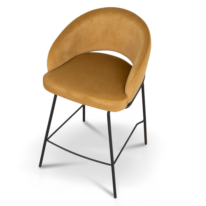 Black Bar Stool - Orange Gold Seat (Set of 2)