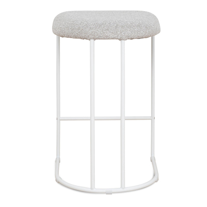 Set of 2 - Galvan 65cm White Bar Stool - Clay Grey