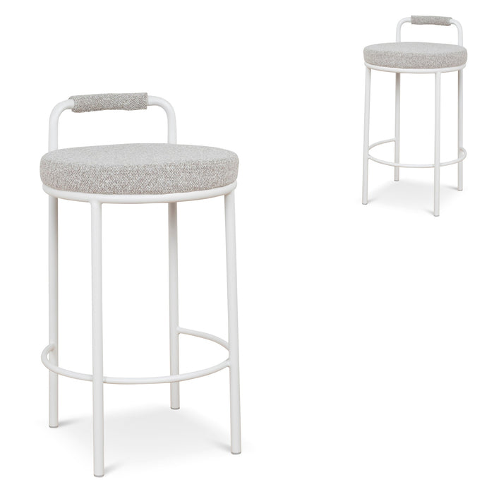 Set of 2 - Karimi 65cm White Bar Stool - Clay Grey